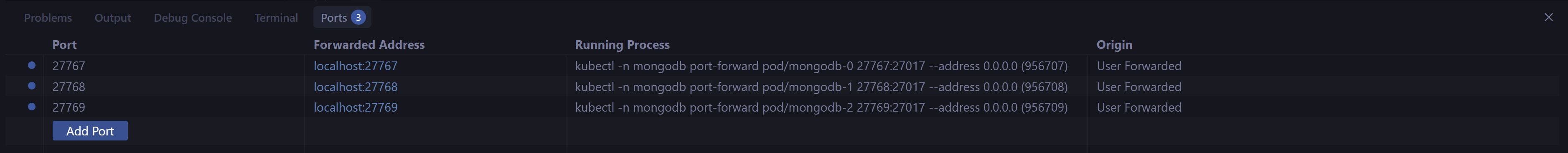MongoDB port-forward